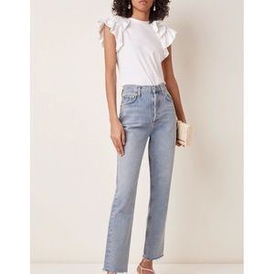 Alexis Womens White Cassis ruffled jersey top